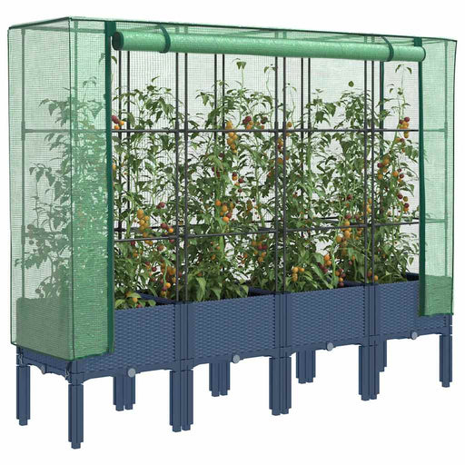 Strat înălțat cu husă de seră, aspect ratan, 160x40x140 cm - WALTI WALTI