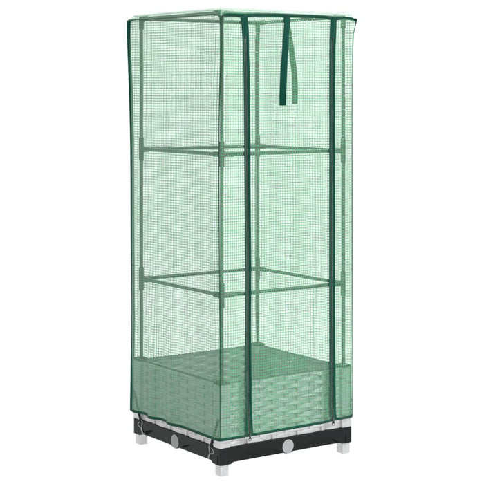Strat înălțat cu husă de seră, aspect ratan, 40x40x123 cm - WALTI WALTI