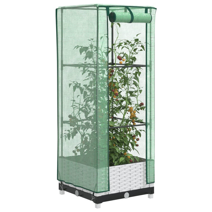 Strat înălțat cu husă de seră, aspect ratan, 40x40x123 cm - WALTI WALTI