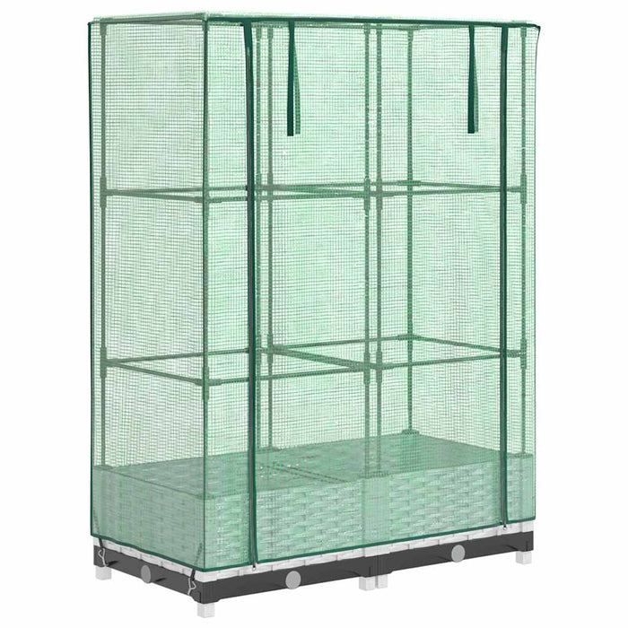 Strat înălțat cu husă de seră, aspect ratan, 80x40x123 cm - WALTI WALTI