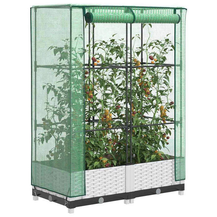 Strat înălțat cu husă de seră, aspect ratan, 80x40x123 cm - WALTI WALTI