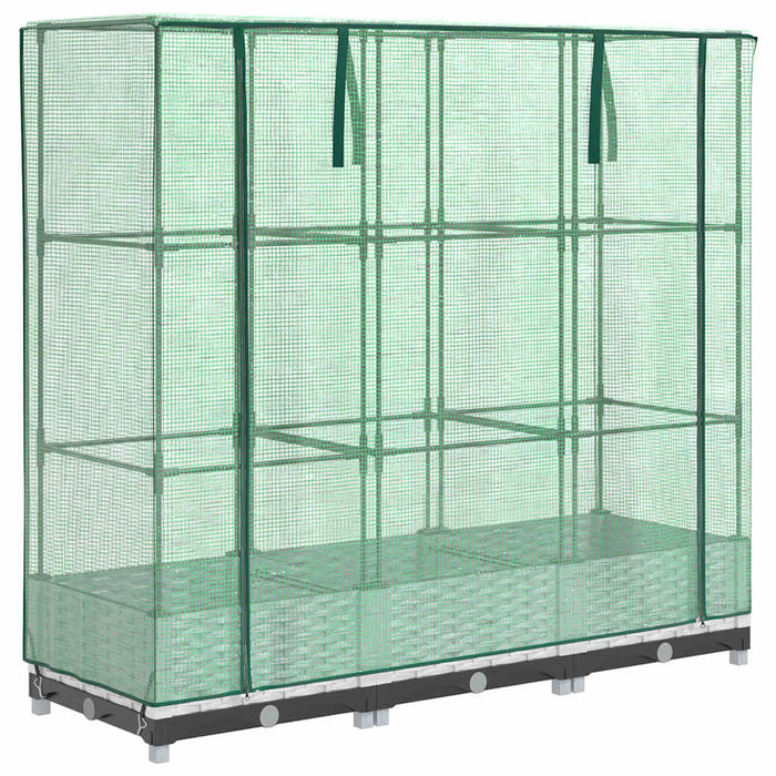 Strat înălțat cu husă de seră, aspect ratan, 120x40x123 cm - WALTI WALTI