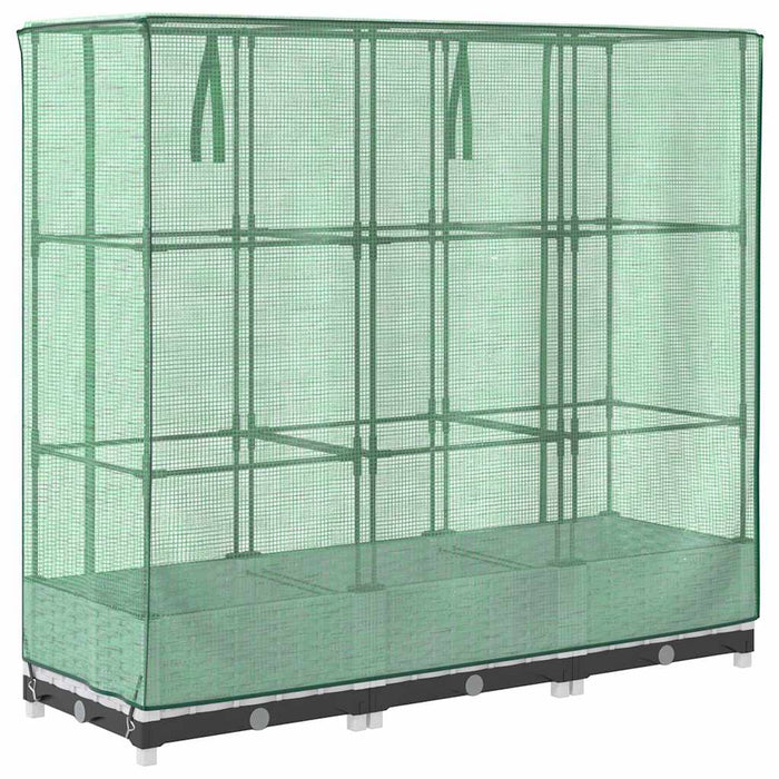 Strat înălțat cu husă de seră, aspect ratan, 120x40x123 cm - WALTI WALTI