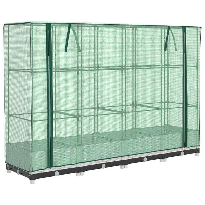 Strat înălțat cu husă de seră, aspect ratan, 160x40x123 cm - WALTI WALTI