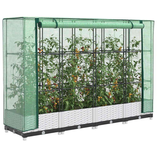 Strat înălțat cu husă de seră, aspect ratan, 160x40x123 cm - WALTI WALTI