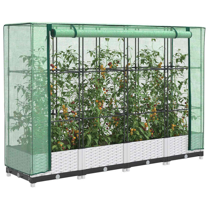 Strat înălțat cu husă de seră, aspect ratan, 160x40x123 cm - WALTI WALTI