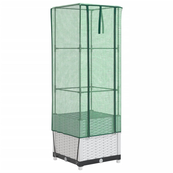 Strat înălțat cu husă de seră, aspect ratan, 40x40x139 cm - WALTI WALTI
