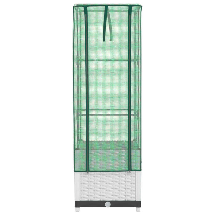 Strat înălțat cu husă de seră, aspect ratan, 40x40x139 cm - WALTI WALTI