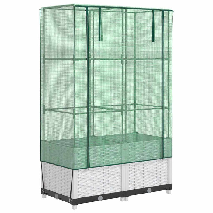 Strat înălțat cu husă de seră, aspect ratan, 80x40x138 cm - WALTI WALTI