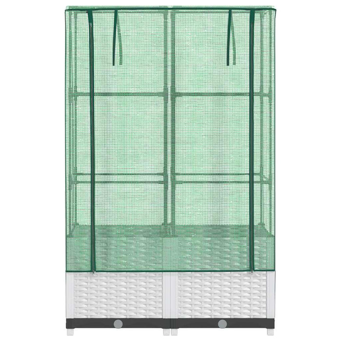 Strat înălțat cu husă de seră, aspect ratan, 80x40x138 cm - WALTI WALTI