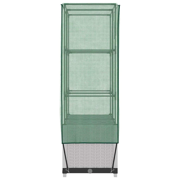 Strat înălțat cu husă de seră, aspect ratan, 80x40x138 cm - WALTI WALTI