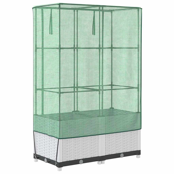 Strat înălțat cu husă de seră, aspect ratan, 80x40x138 cm - WALTI WALTI