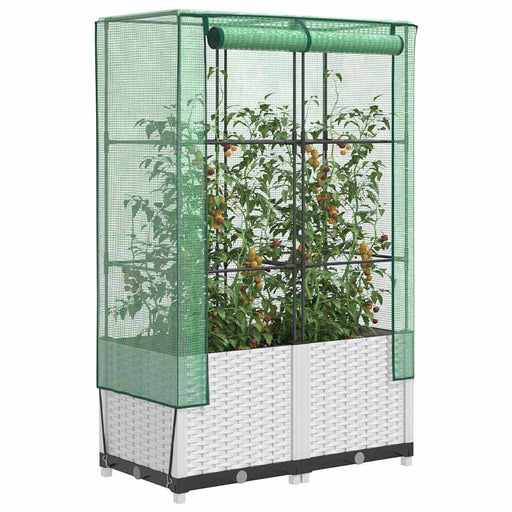 Strat înălțat cu husă de seră, aspect ratan, 80x40x138 cm - WALTI WALTI