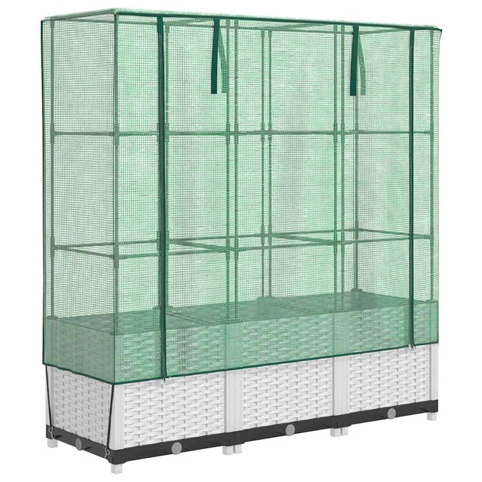 Strat înălțat cu husă de seră, aspect ratan, 120x40x138 cm - WALTI WALTI