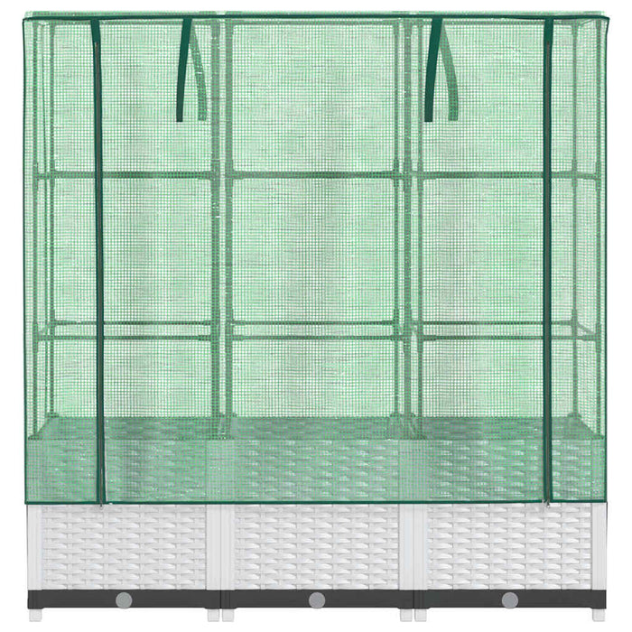 Strat înălțat cu husă de seră, aspect ratan, 120x40x138 cm - WALTI WALTI