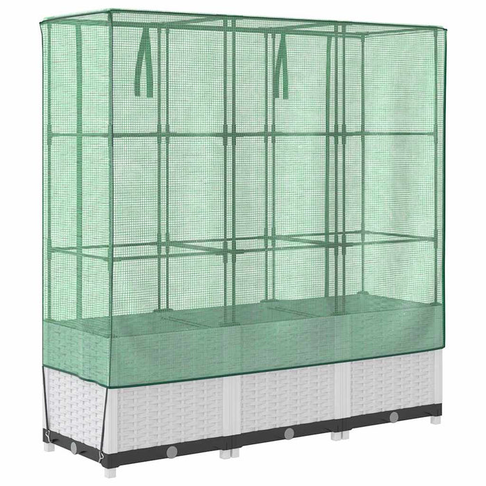 Strat înălțat cu husă de seră, aspect ratan, 120x40x138 cm - WALTI WALTI