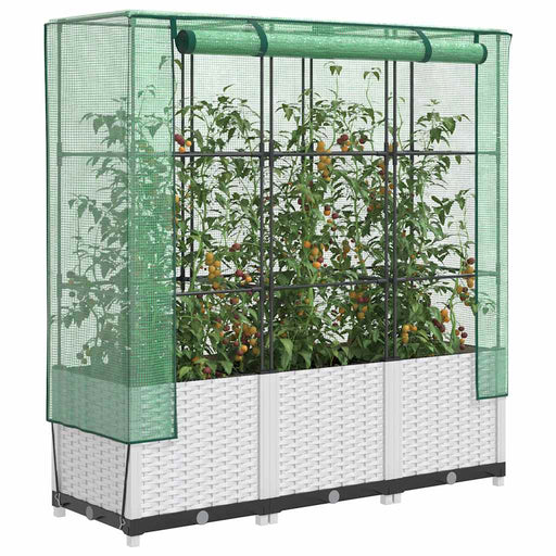 Strat înălțat cu husă de seră, aspect ratan, 120x40x138 cm - WALTI WALTI