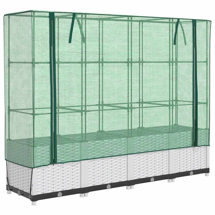 Strat înălțat cu husă de seră, aspect ratan, 160x40x138 cm WALTI