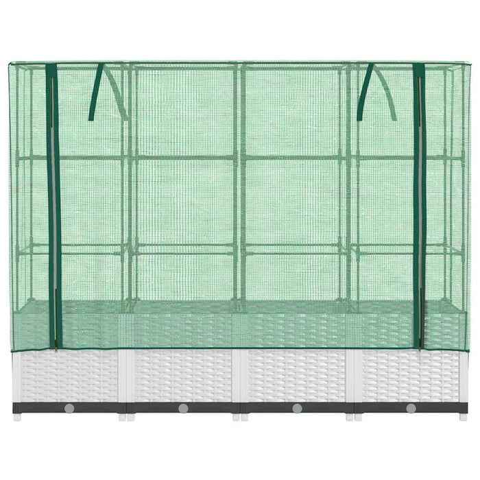 Strat înălțat cu husă de seră, aspect ratan, 160x40x138 cm WALTI