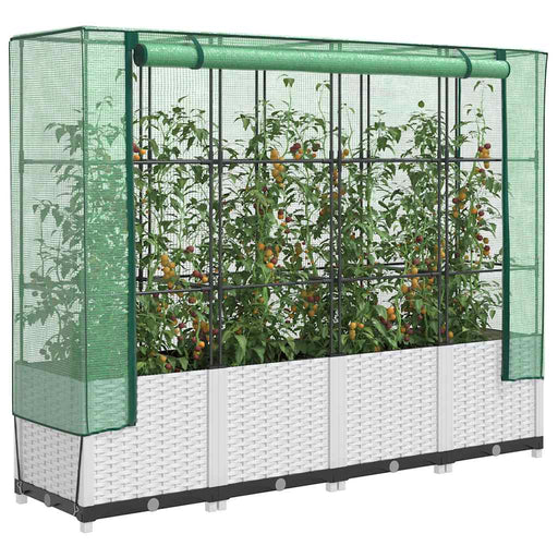 Strat înălțat cu husă de seră, aspect ratan, 160x40x138 cm - WALTI WALTI