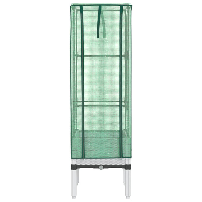 Strat înălțat cu husă de seră, aspect ratan, 40x40x140 cm - WALTI WALTI
