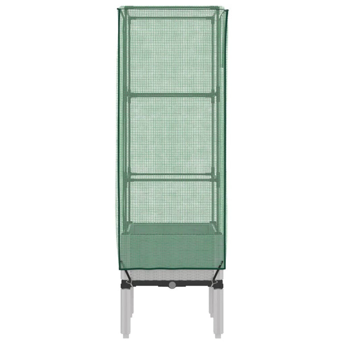 Strat înălțat cu husă de seră, aspect ratan, 40x40x140 cm - WALTI WALTI