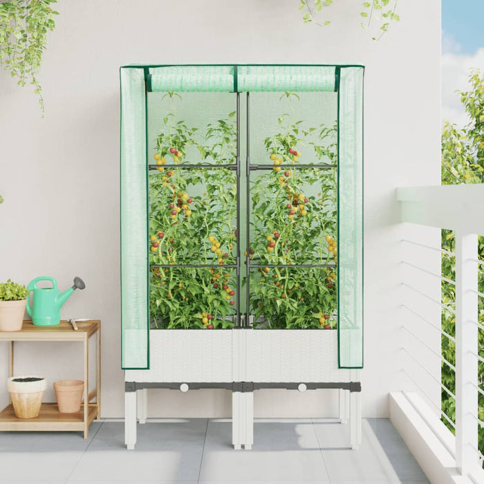 Strat înălțat cu husă de seră, aspect ratan, 80x40x140 cm - WALTI WALTI