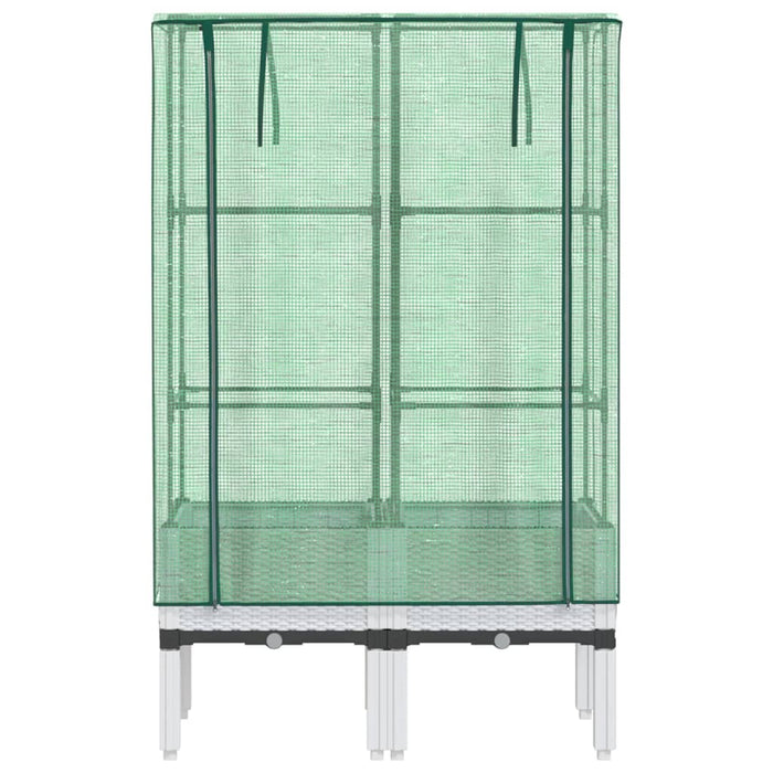 Strat înălțat cu husă de seră, aspect ratan, 80x40x140 cm - WALTI WALTI