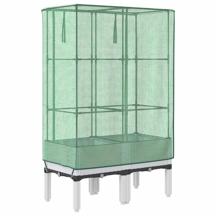 Strat înălțat cu husă de seră, aspect ratan, 80x40x140 cm - WALTI WALTI