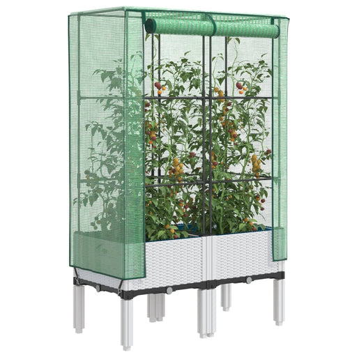 Strat înălțat cu husă de seră, aspect ratan, 80x40x140 cm - WALTI WALTI