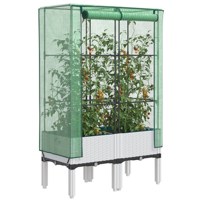 Strat înălțat cu husă de seră, aspect ratan, 80x40x140 cm - WALTI WALTI