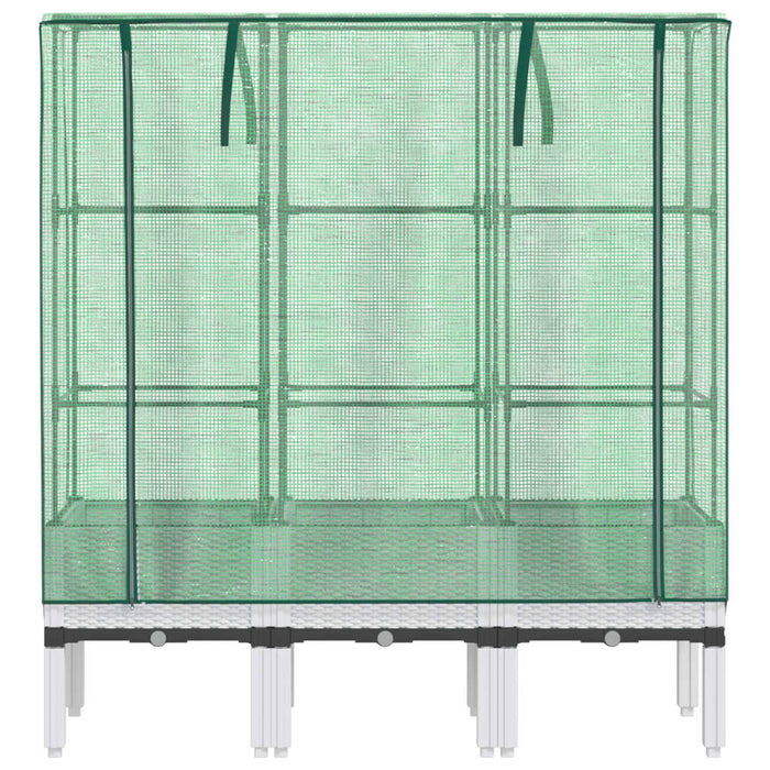 Strat înălțat cu husă de seră, aspect ratan, 120x40x140 cm - WALTI WALTI