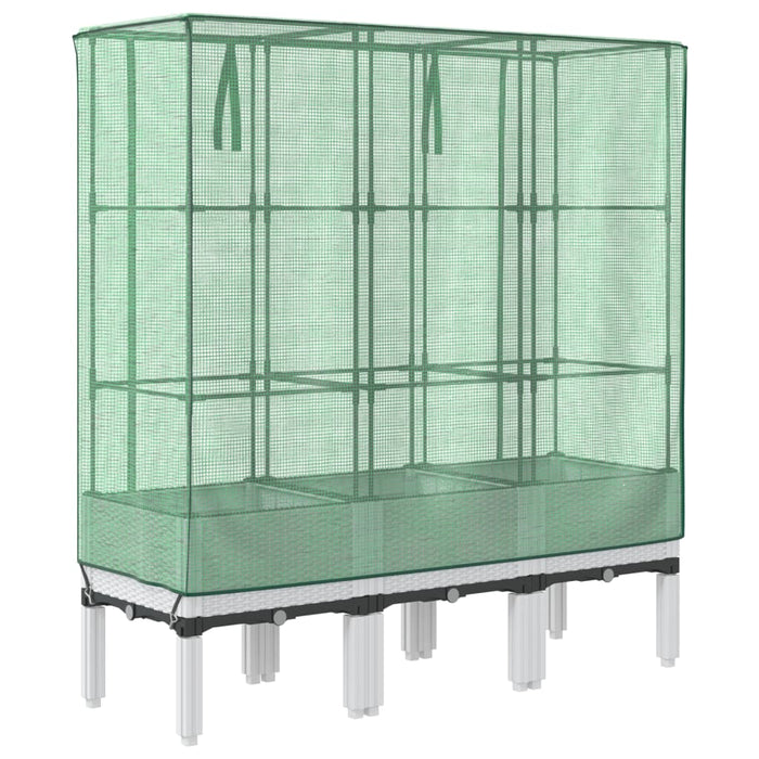 Strat înălțat cu husă de seră, aspect ratan, 120x40x140 cm - WALTI WALTI
