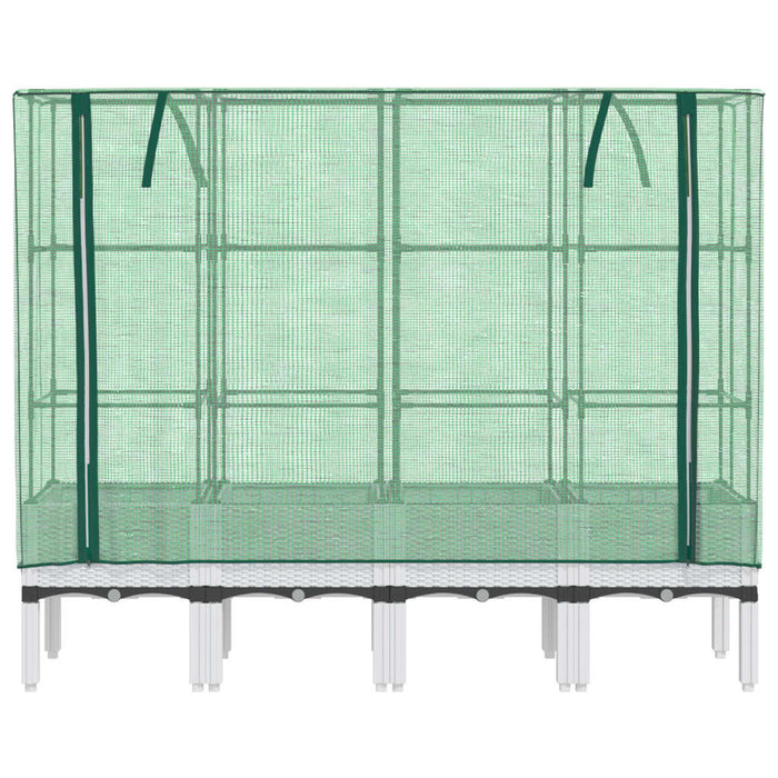 Strat înălțat cu husă de seră, aspect ratan, 160x40x140 cm - WALTI WALTI