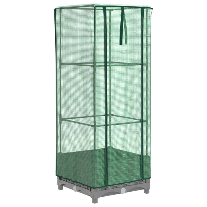 Strat înălțat cu husă de seră, aspect ratan, 40x40x123 cm - WALTI WALTI
