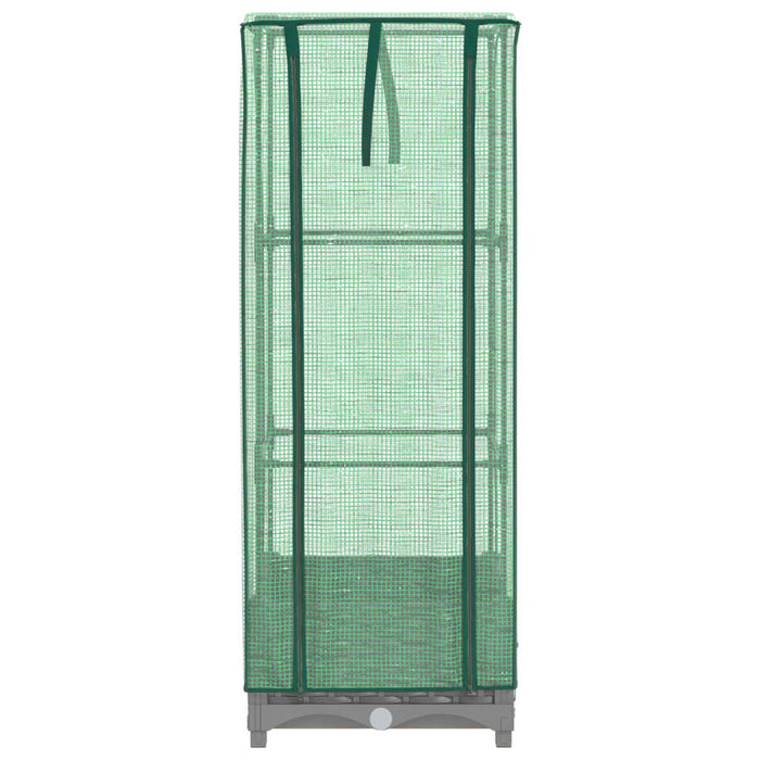 Strat înălțat cu husă de seră, aspect ratan, 40x40x123 cm - WALTI WALTI