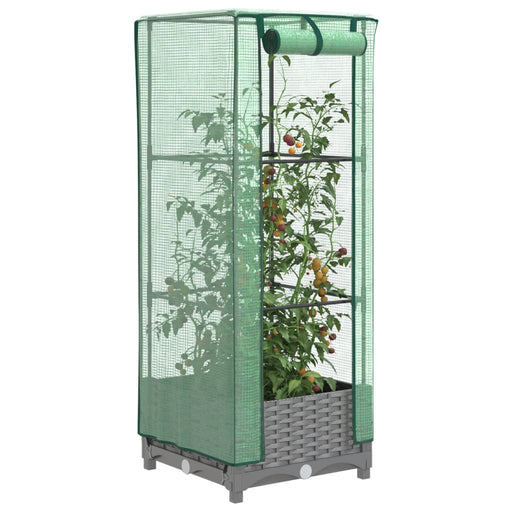 Strat înălțat cu husă de seră, aspect ratan, 40x40x123 cm - WALTI WALTI