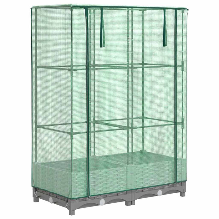 Strat înălțat cu husă de seră, aspect ratan, 80x40x123 cm - WALTI WALTI