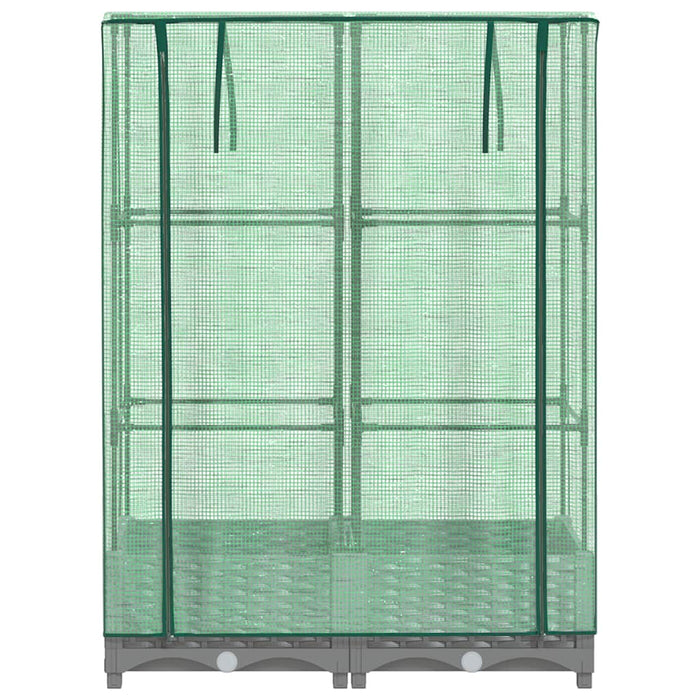 Strat înălțat cu husă de seră, aspect ratan, 80x40x123 cm - WALTI WALTI