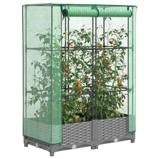 Strat înălțat cu husă de seră, aspect ratan, 80x40x123 cm - WALTI WALTI