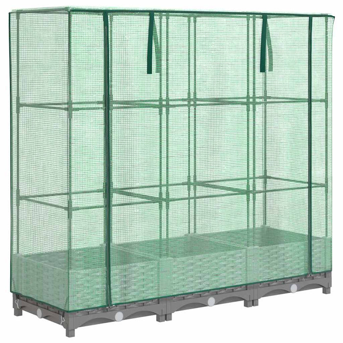 Strat înălțat cu husă de seră, aspect ratan, 120x40x123 cm - WALTI WALTI