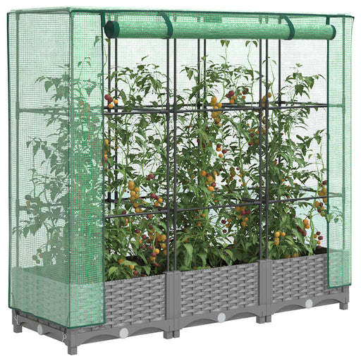 Strat înălțat cu husă de seră, aspect ratan, 120x40x123 cm - WALTI WALTI