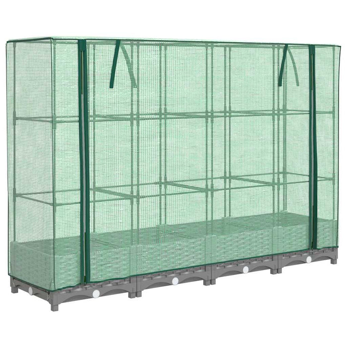 Strat înălțat cu husă de seră, aspect ratan, 160x40x123 cm - WALTI WALTI