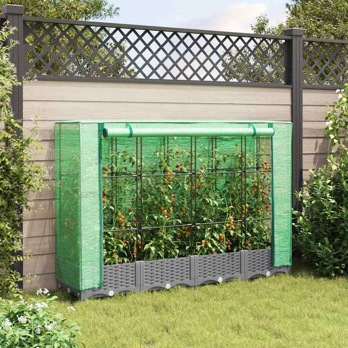 Strat înălțat cu husă de seră, aspect ratan, 160x40x123 cm - WALTI WALTI