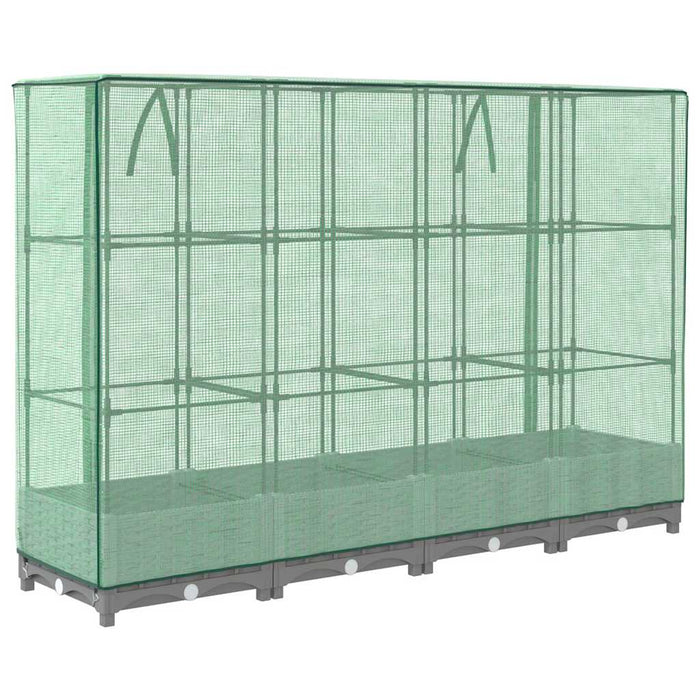 Strat înălțat cu husă de seră, aspect ratan, 160x40x123 cm - WALTI WALTI