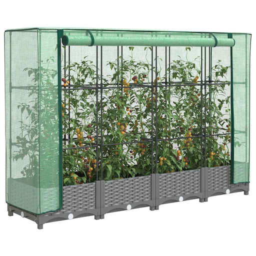 Strat înălțat cu husă de seră, aspect ratan, 160x40x123 cm - WALTI WALTI