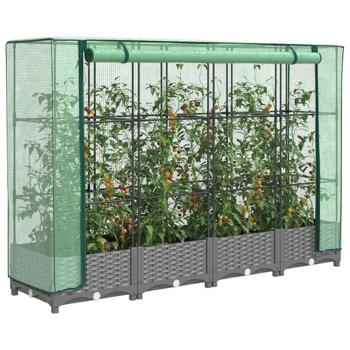 Strat înălțat cu husă de seră, aspect ratan, 160x40x123 cm - WALTI WALTI