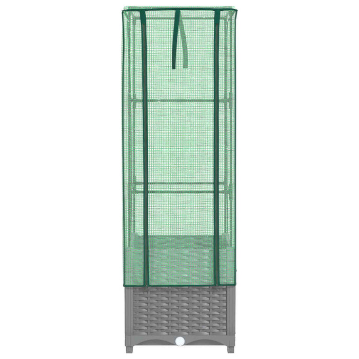 Strat înălțat cu husă de seră, aspect ratan, 40x40x139 cm - WALTI WALTI