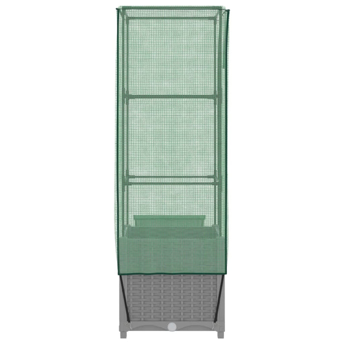 Strat înălțat cu husă de seră, aspect ratan, 40x40x139 cm - WALTI WALTI