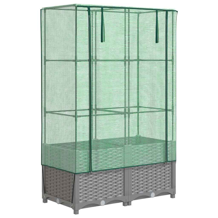 Strat înălțat cu husă de seră, aspect ratan, 80x40x138 cm - WALTI WALTI